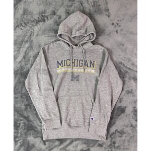Y2K Champion Michigan Wolverines Hoodie‎ Men's S Gray Pullover NCAA Sweatshirt